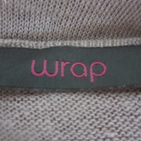 Wrap Womens 10 Mauve Pink Gold Metallic Stripe Linen LS Cardigan Sweater M - Picture 2 of 13